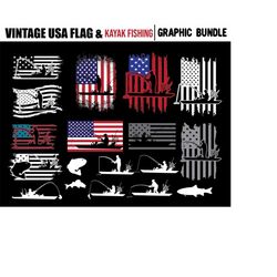 kayak fishing svg files - kayak fishing flag bundle canoe or kayak svg fisherman instant digital download