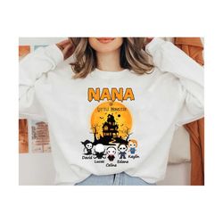 custom nana of little monster halloween png, spooky nana shirt design, nana png, halloween png for sublimation, little monster kids