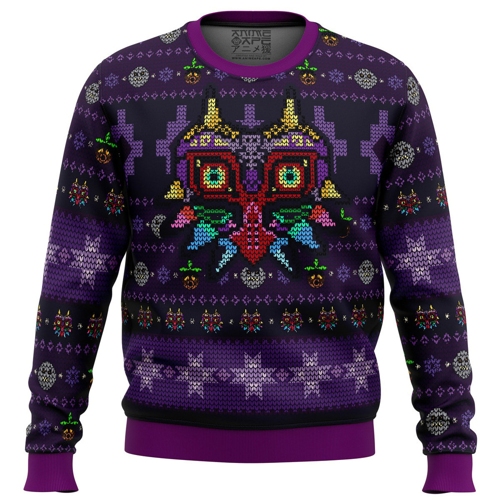 Majoras Mask Seamless Pattern Legend of Zelda Hoodie 3D Zip Hoodie 3D Ugly Christmas Sweater 3D Fleece Hoodie