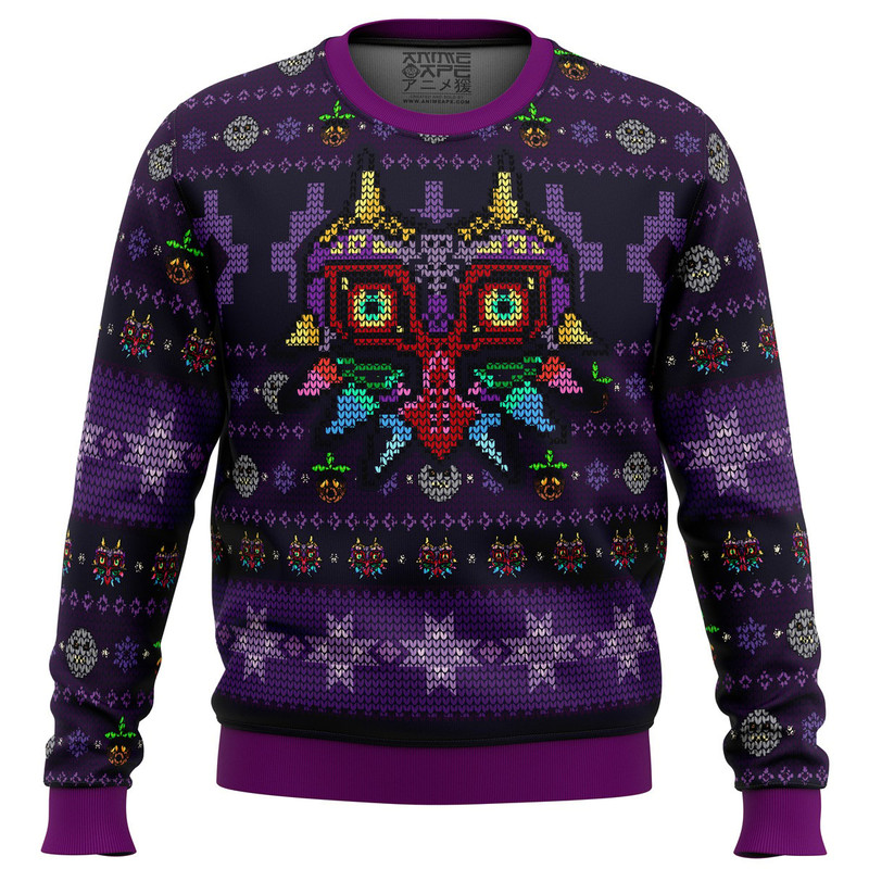Majoras Mask Seamless Pattern Legend of Zelda Hoodie 3D Zip Hoodie 3D Ugly Christmas Sweater 3D Fleece Hoodie