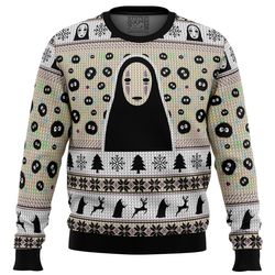 no face and soot sprites spirited away studio ghibli hoodie 3d zip hoodie 3d ugly christmas sweater 3d fleece hoodie