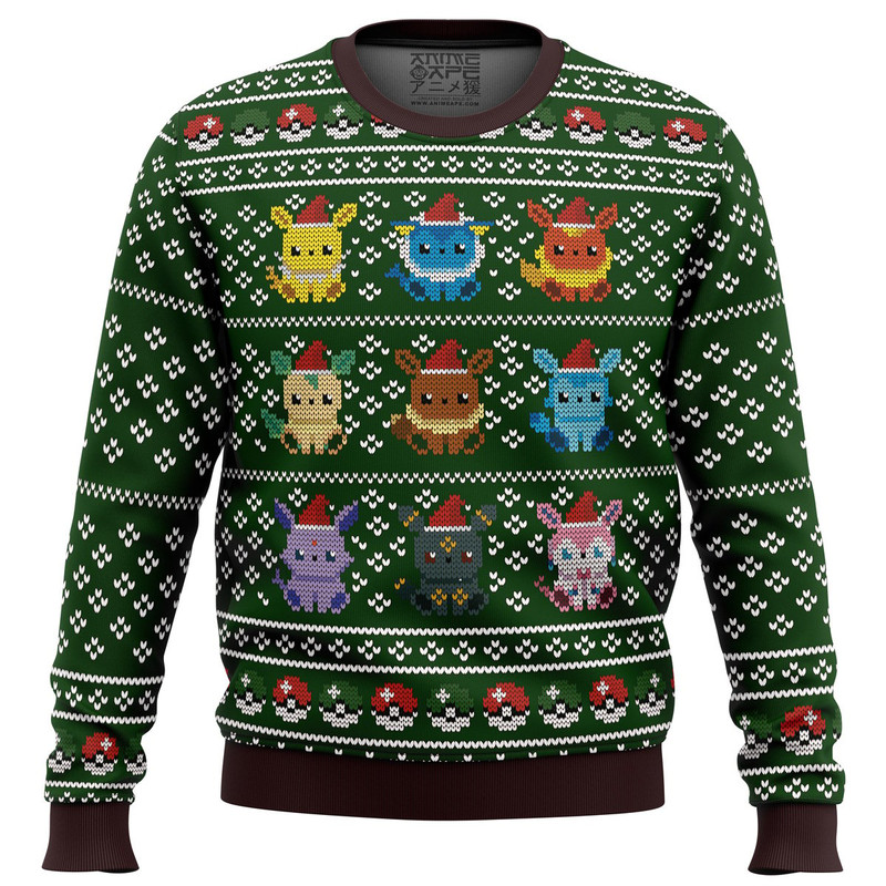 Pokemon Eevee Eeveelutions All Over Print Hoodie 3D Zip Hoodie 3D Ugly Christmas Sweater 3D Fleece Hoodie