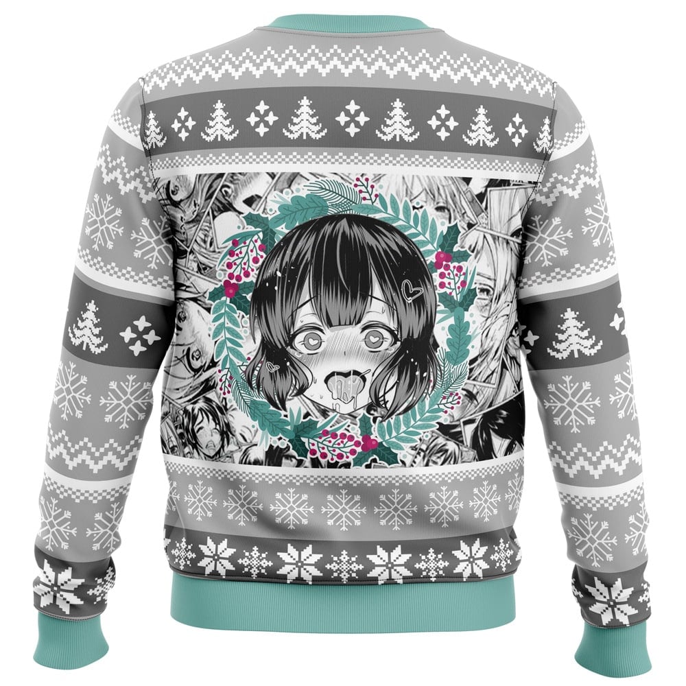 Christmas Anime Ahegao All Over Print Hoodie 3D Zip Hoodie 3D Ugly Christmas Sweater 3D Fleece Hoodie
