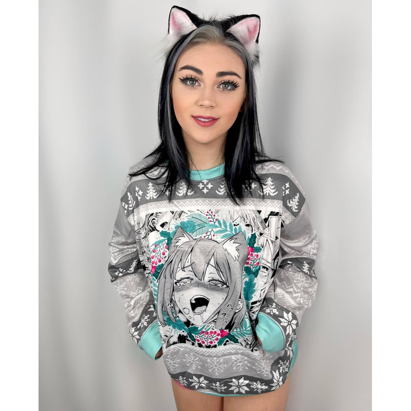Christmas Anime Ahegao All Over Print Hoodie 3D Zip Hoodie 3D Ugly Christmas Sweater 3D Fleece Hoodie