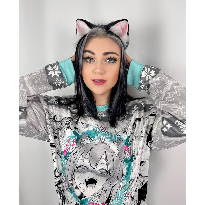 Christmas Anime Ahegao All Over Print Hoodie 3D Zip Hoodie 3D Ugly Christmas Sweater 3D Fleece Hoodie