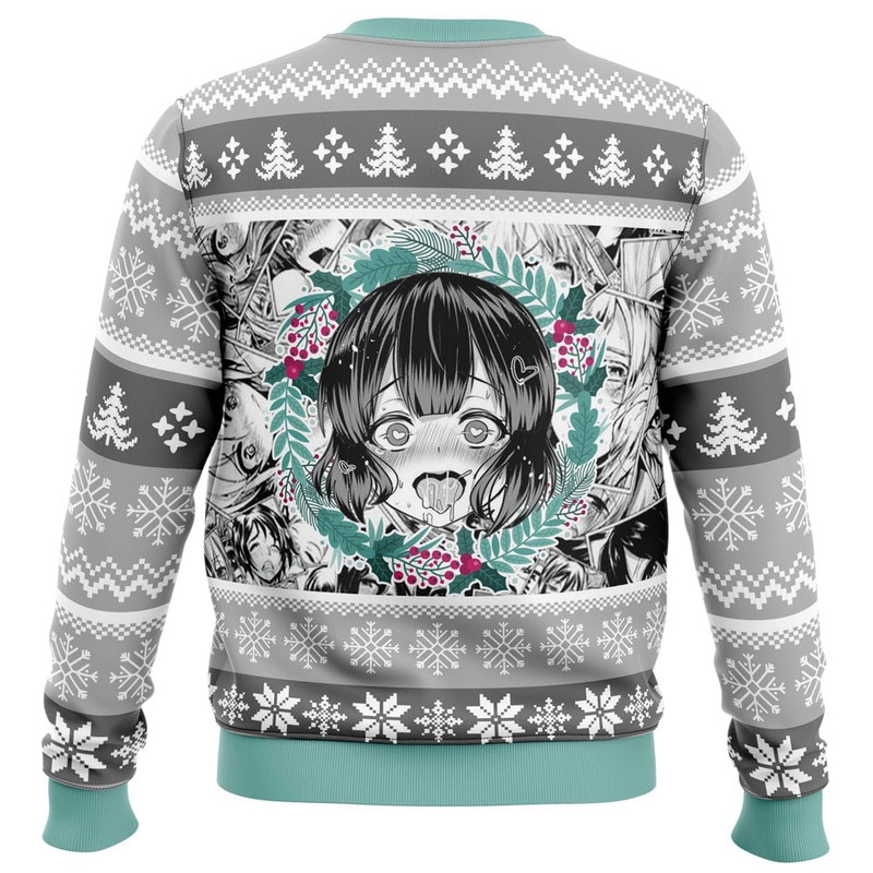 Christmas Anime Ahegao All Over Print Hoodie 3D Zip Hoodie 3D Ugly Christmas Sweater 3D Fleece Hoodie