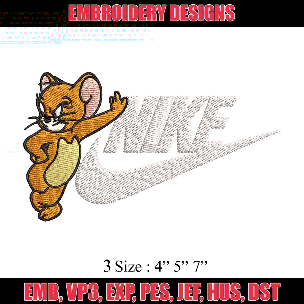 Jerry cartoon Nike Embroidery design, jerry cartoon Embroidery, Nike design, Embroidery file, Instant download..jpg