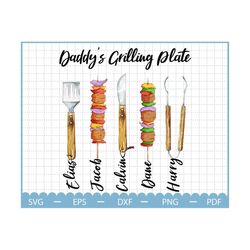 personalized daddy's grilling plate png, fathers day png, daddy png, custom kids name, bbq gifts, custom dad platter, father gifts