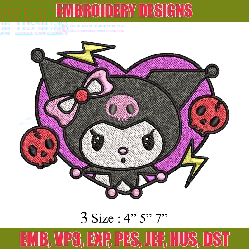 Kuromi Embroidery design, Hello Kitty Embroidery, cartoon design, Embroidery File, cartoon shirt, Digital download.jpg