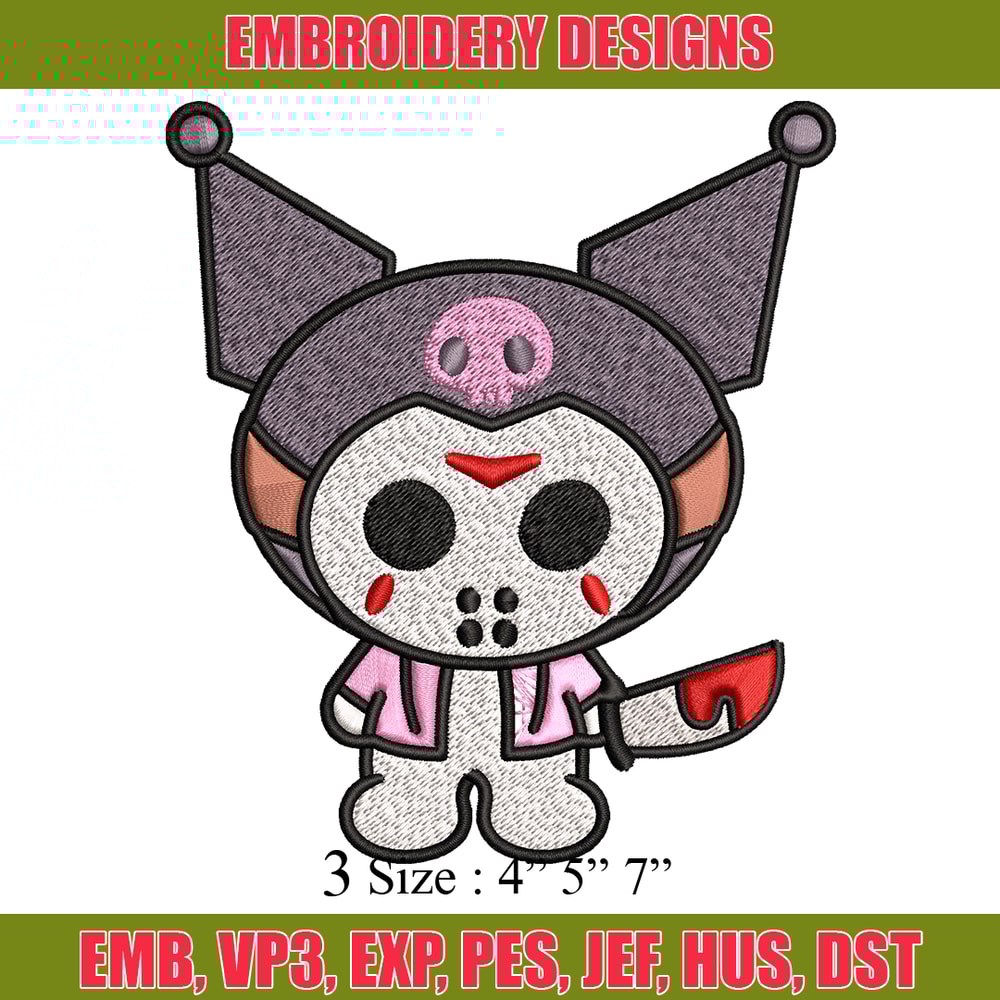 Kuromi Jason Voorhees Embroidery design, Halloween Embroidery, cartoon design, Embroidery File, Digital download.jpg