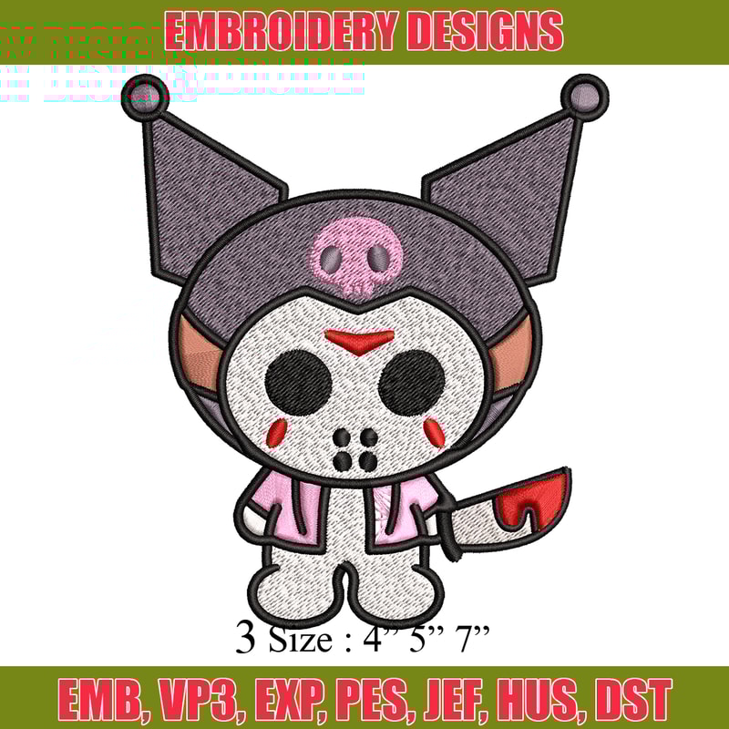 Kuromi Jason Voorhees Embroidery design, Halloween Embroidery, cartoon design, Embroidery File, Digital download.jpg