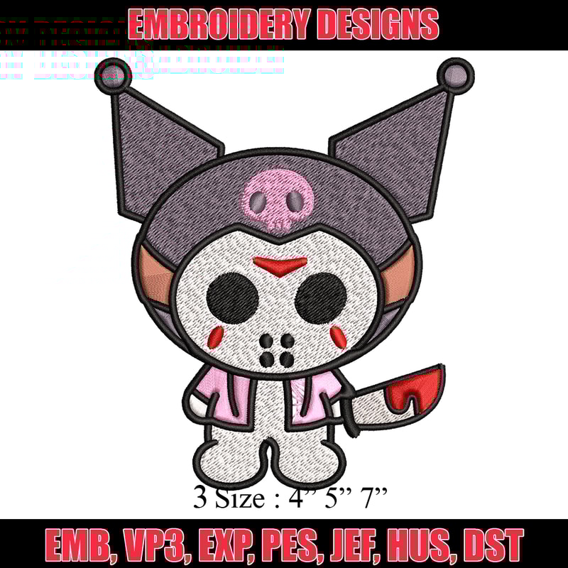 Kuromi Jason Voorhees Embroidery design, Halloween Embroidery, cartoon design, Embroidery File, Digital download.jpg
