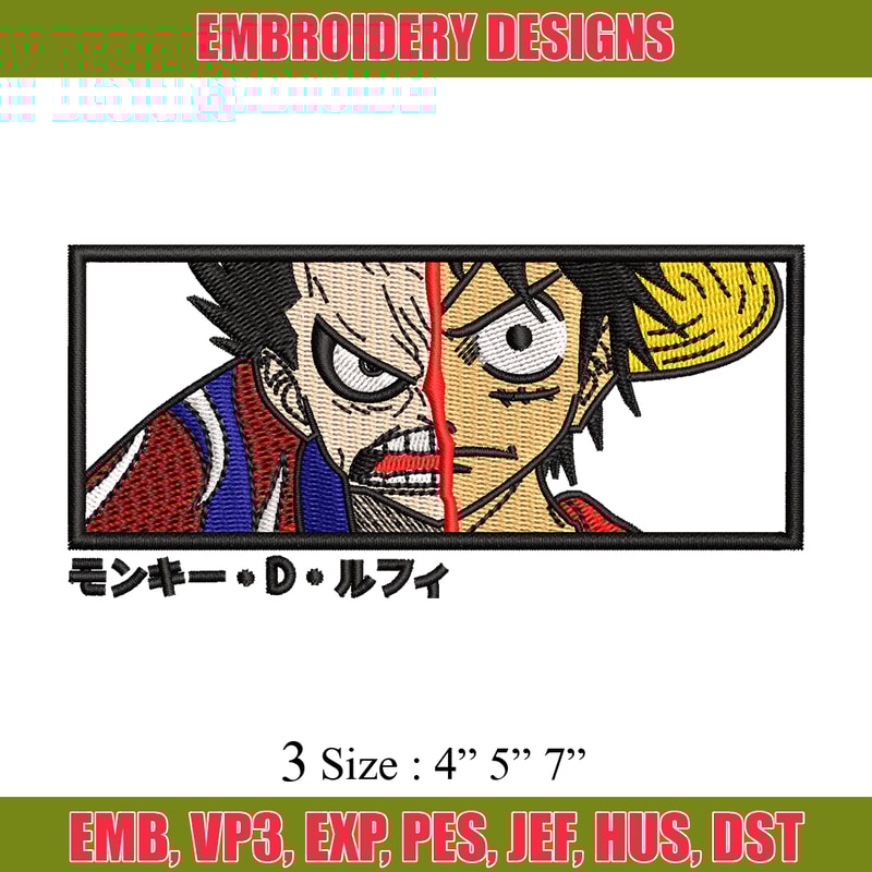 Luffy gear 4 X Luffy embroidery design, one piece embroidery, anime design, embroidery file, Digital download..jpg