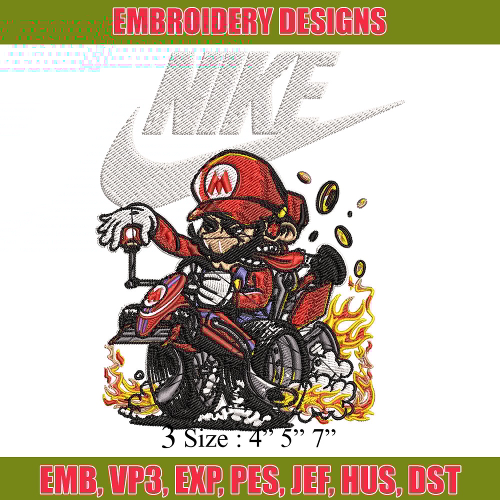 Mario car Nike Embroidery design, Mario car game Embroidery, Nike design, Embroidery file, logo shirt, Instant download..jpg
