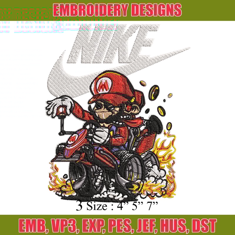 Mario car Nike Embroidery design, Mario car game Embroidery, Nike design, Embroidery file, logo shirt, Instant download..jpg