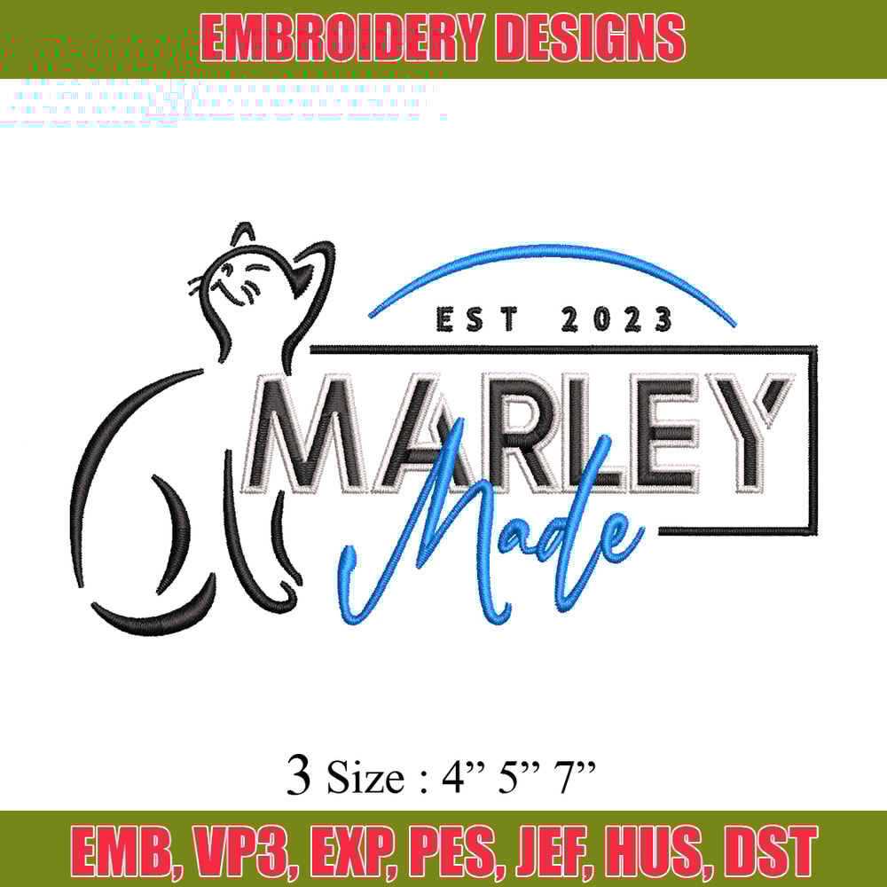Marley Made embroidery design, Marley Made embroidery, logo design, Logo shirt, embroidery file, Digital download.jpg