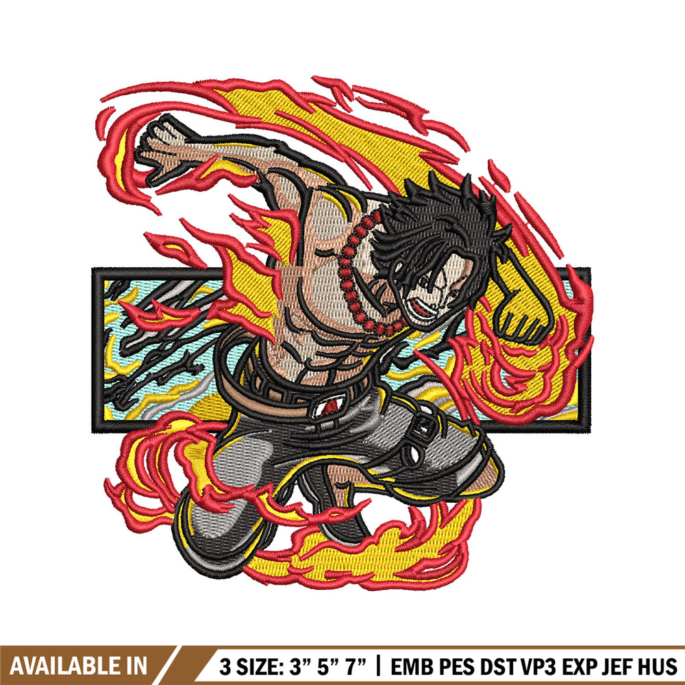 Ace flame embroidery design, One piece embroidery, Anime design, Embroidery shirt, Embroidery file, Digital download.jpg