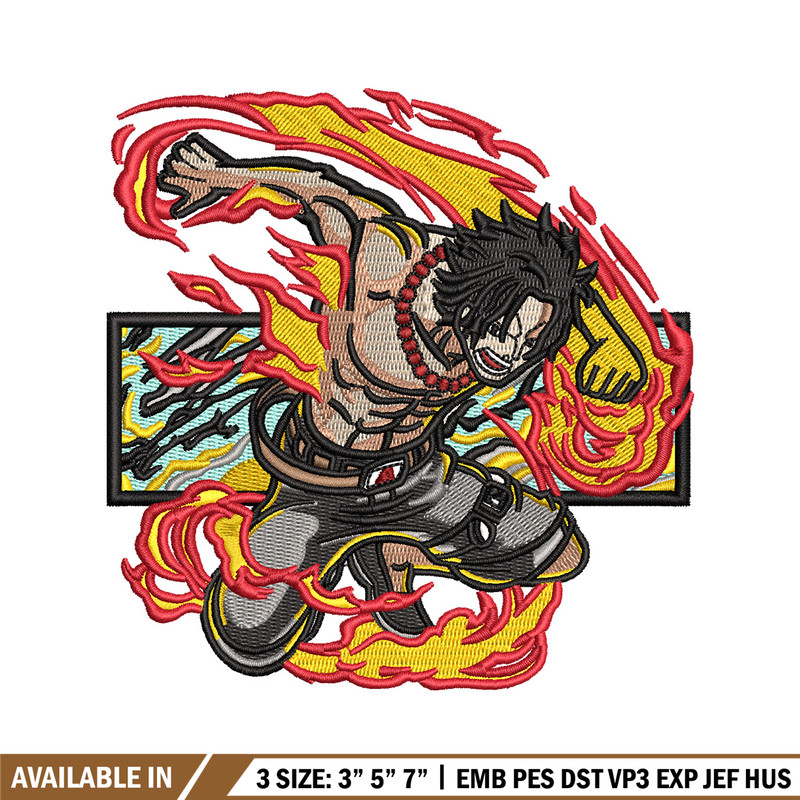 Ace flame embroidery design, One piece embroidery, Anime design, Embroidery shirt, Embroidery file, Digital download.jpg