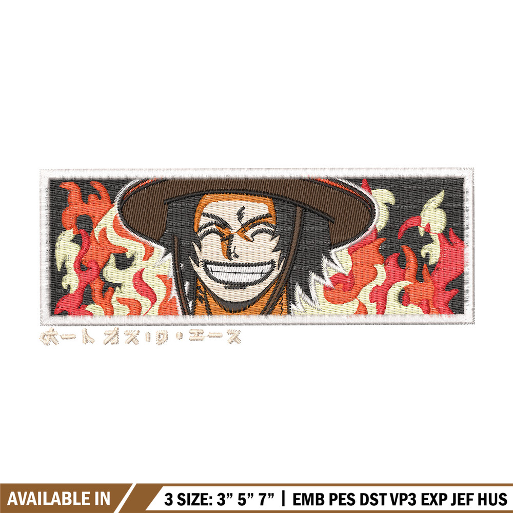 Ace rectangle embroidery design, One piece embroidery, Anime design, Embroidery shirt, Embroidery file, Digital download.jpg