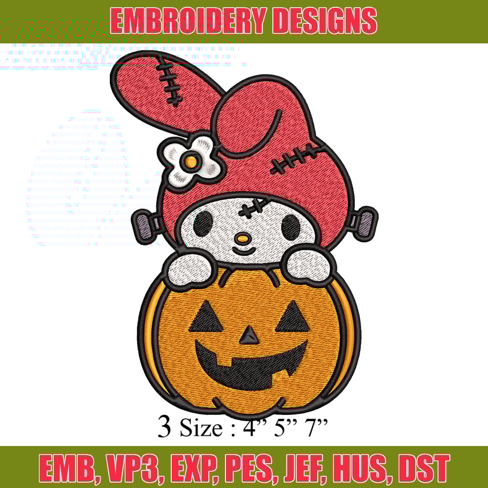 Melody pumpkin Embroidery design, Halloween Hello kitty Embroidery, cartoon design, Embroidery File, Digital download..jpg