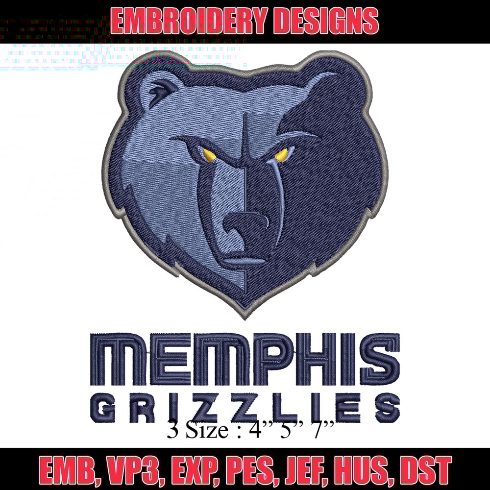 Memphis Grizzlies Embroidery Design, Brand Embroidery, Embroidery File, Logo shirt, Sport Embroidery, Digital download.jpg