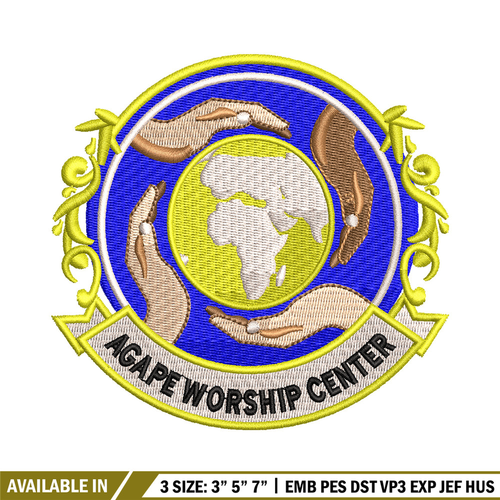 Agape Worship Center embroidery design, Agape Worship Center embroidery, logo design, Embroidery file, Instant download..jpg