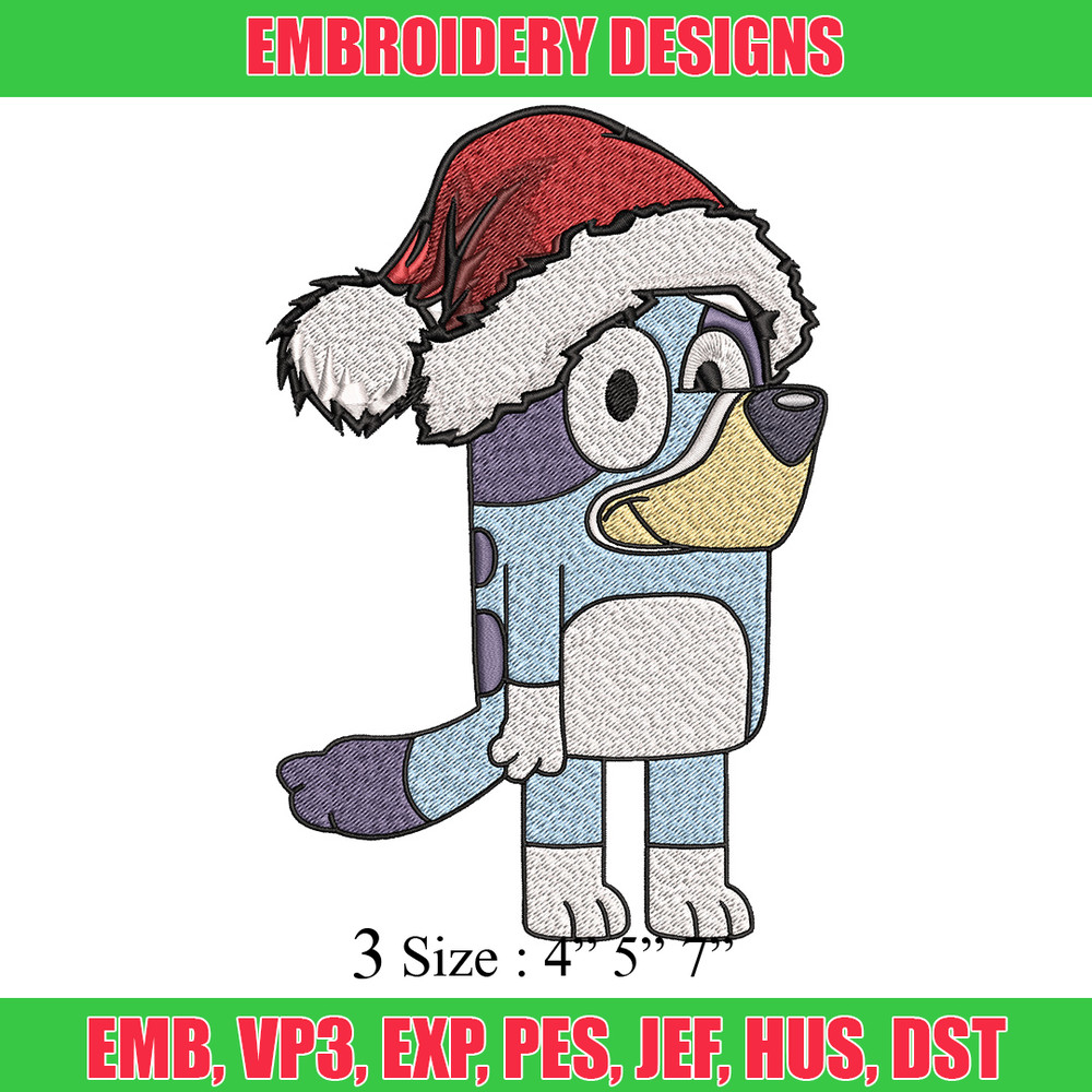 Bandit chrismas hat Embroidery Design, Bluey Embroidery, Embroidery File, Brand Embroidery, Logo shirt, Digital download.jpg