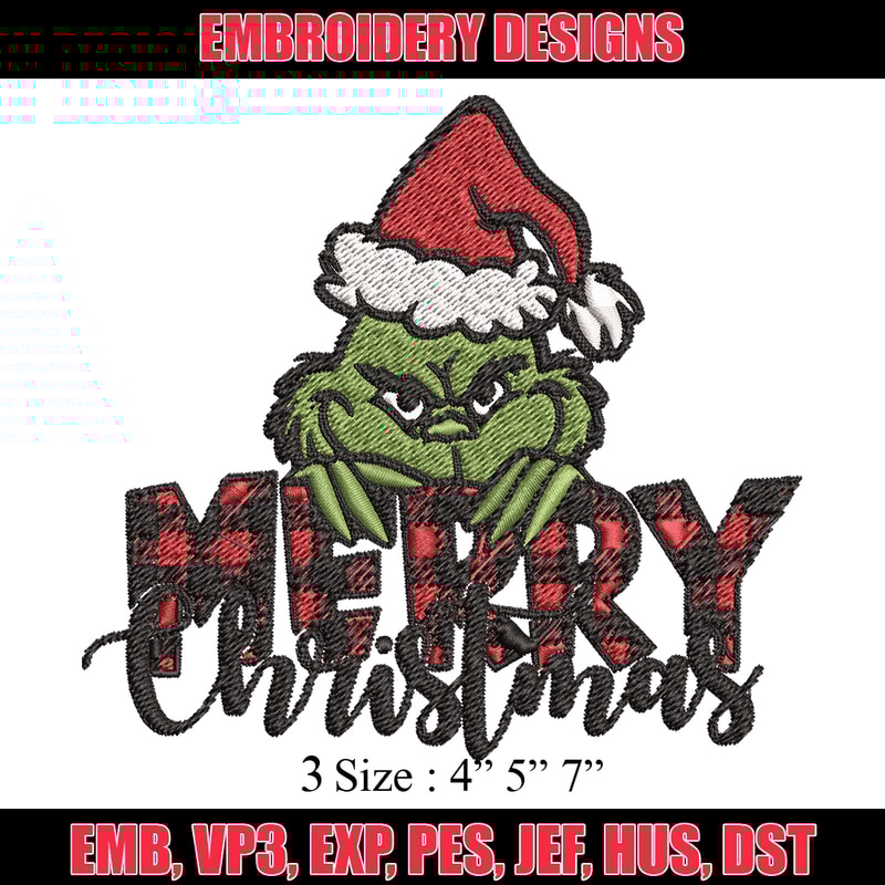 Merry Christmas Grinch Embroidery design, Christmas Grinch Embroidery, logo design, Embroidery File, Instant download..jpg