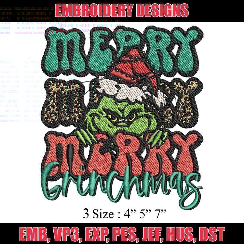 Merry Christmas Grinch Embroidery design, Grinch christmas Embroidery, Embroidery File, logo design, Instant download..jpg