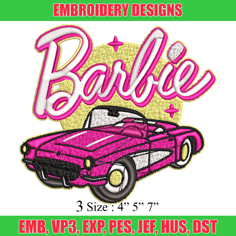 Barbie Girl Pink Car Embroidery, Barbie Girl Pink Car Embroidery, logo design, Embroidery File, Digital download..jpg