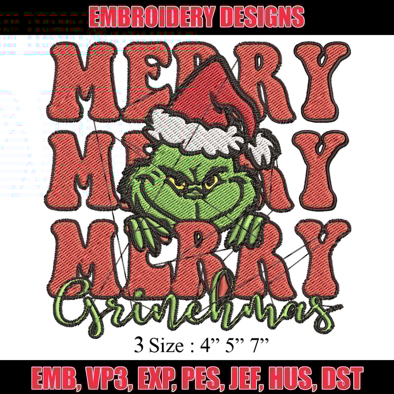 Merry Christmas Grinch Embroidery design, Grinch christmas Embroidery, logo design, Embroidery File, Instant download..jpg
