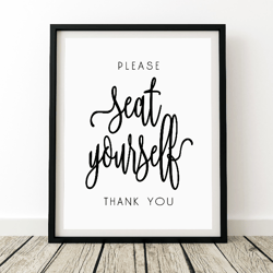 please seat yourself, funny bathroom art, bathroom wall quotes, funny wall decor, bathroom signs, bathroom print