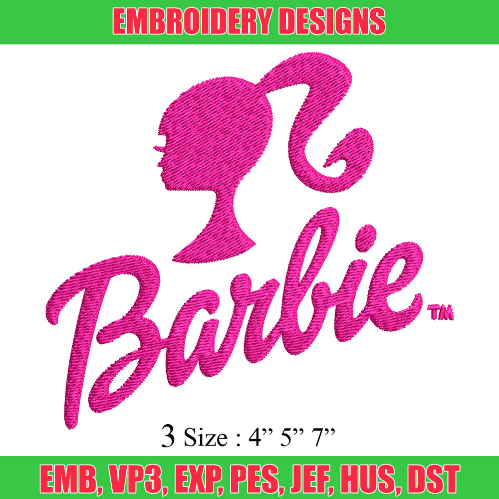 Barbie logo and her Embroidery, Barbie logo and her Embroidery, logo design, Embroidery File, Digital download..jpg