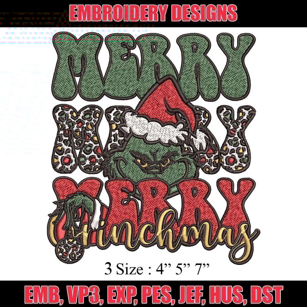 Merry Christmas Grinch Embroidery design, Grinch christmas Embroidery, logo design, Embroidery File, Instant download.jpg