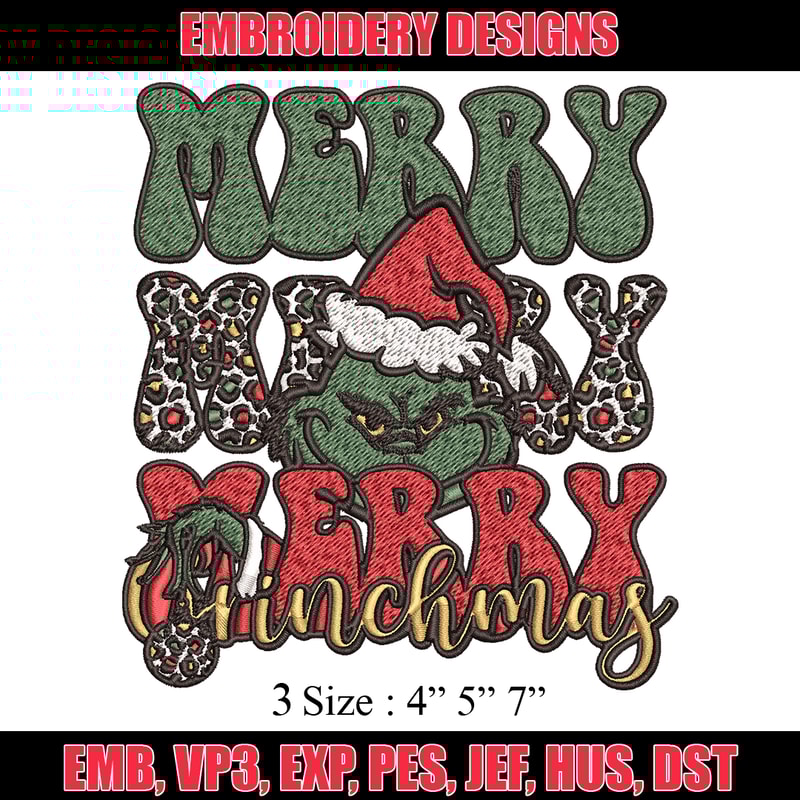 Merry Christmas Grinch Embroidery design, Grinch christmas Embroidery, logo design, Embroidery File, Instant download.jpg