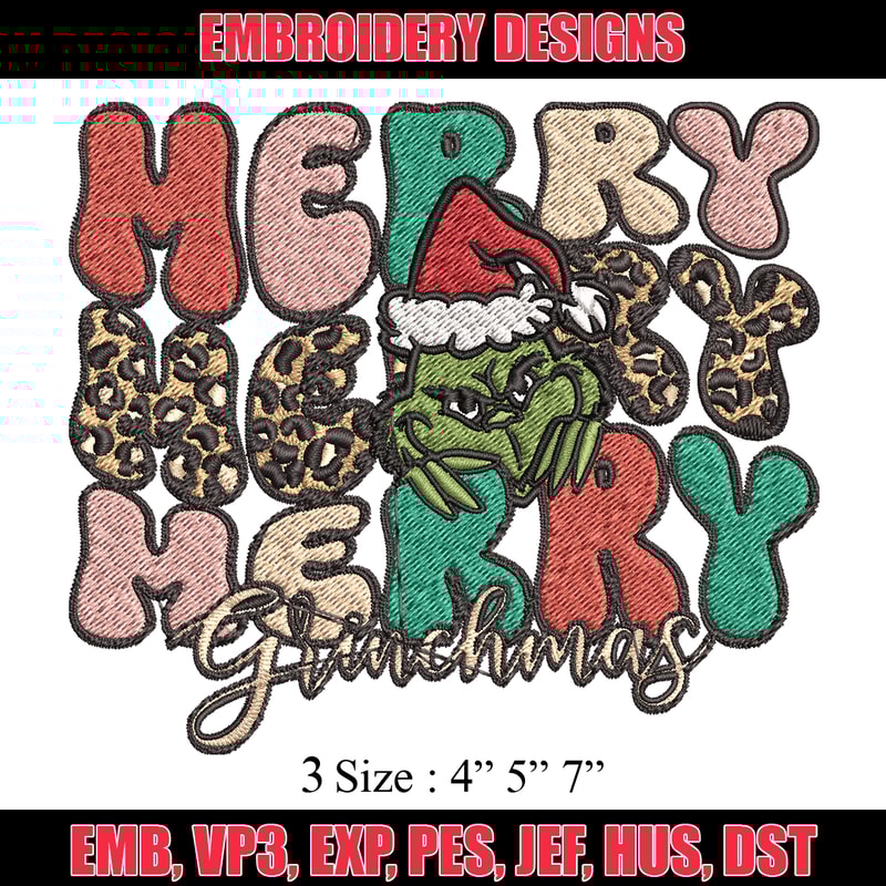Merry Grinch Embroidery design, Grinch Christmas Embroidery, Grinch design, Embroidery File, Digital download..jpg