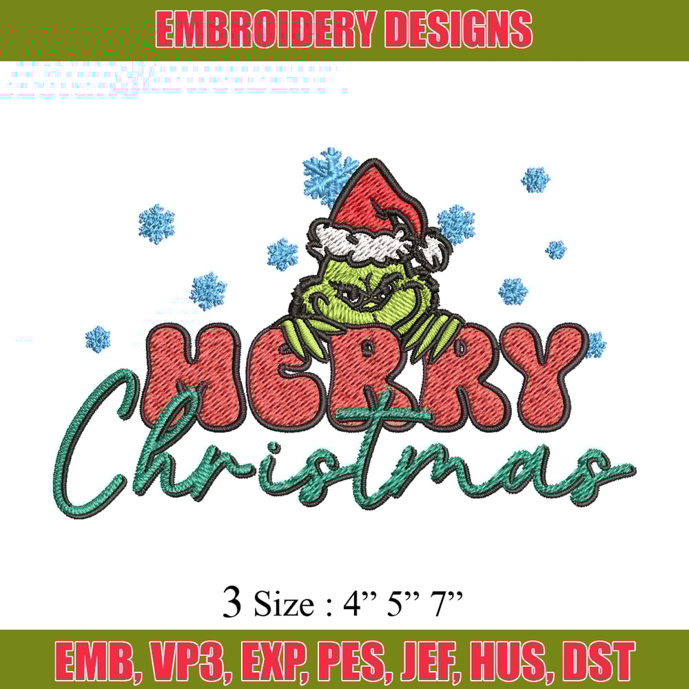 Merry Grinch Embroidery design, Grinch Merry Christmas Embroidery, Grinch design, Embroidery File, Digital download.jpg