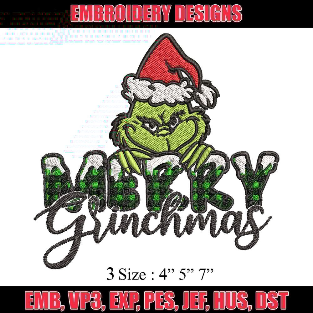 Merry Grinch Embroidery design, Grinch Merry Christmas Embroidery, Grinch design, Embroidery File, Digital download..jpg