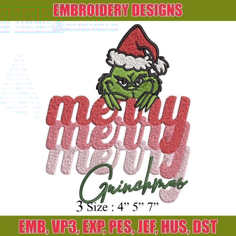 Merry Grinch logo Embroidery design, Grinch Christmas Embroidery, logo design, Embroidery File, Digital download..jpg