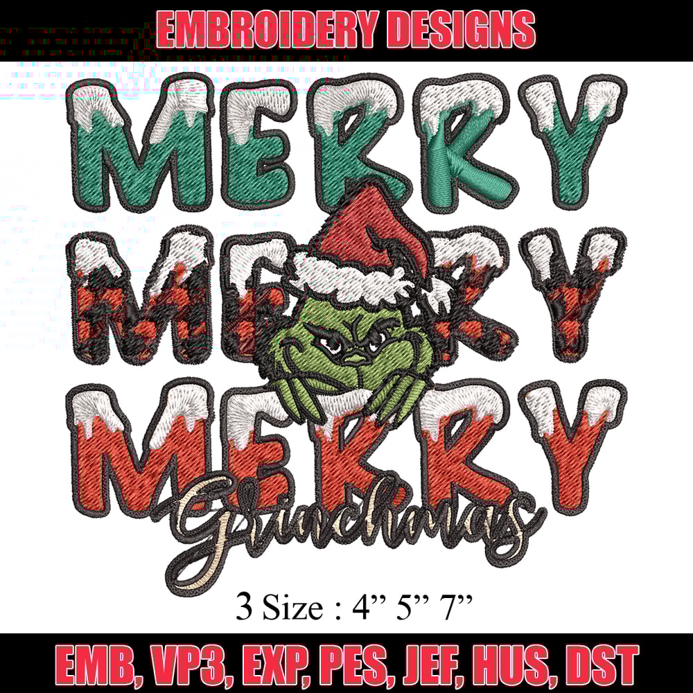 Merry Grinch logo Embroidery design, Grinch Christmas Embroidery, Grinch design, Embroidery File, Digital download..jpg