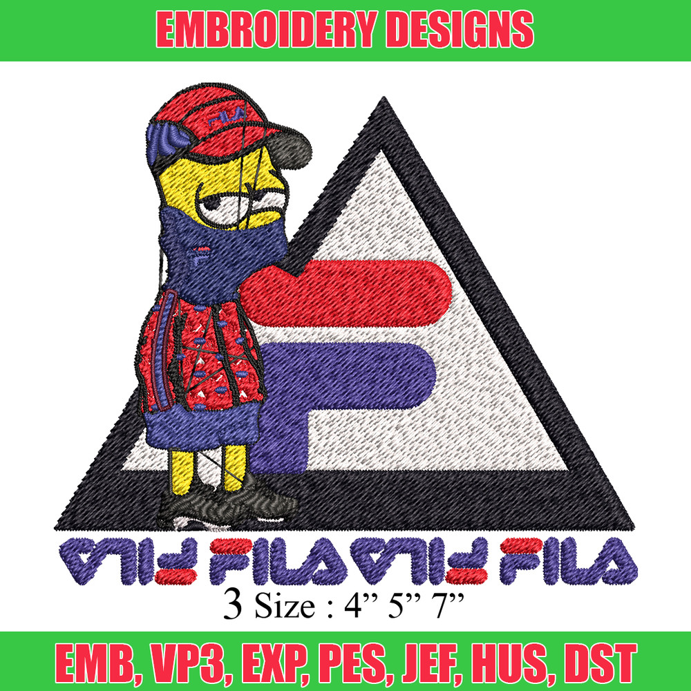 Bart Simpson Fila Embroidery design, Simpson Fila Embroidery, logo design, Embroidery File, Fila logo, Instant download..jpg