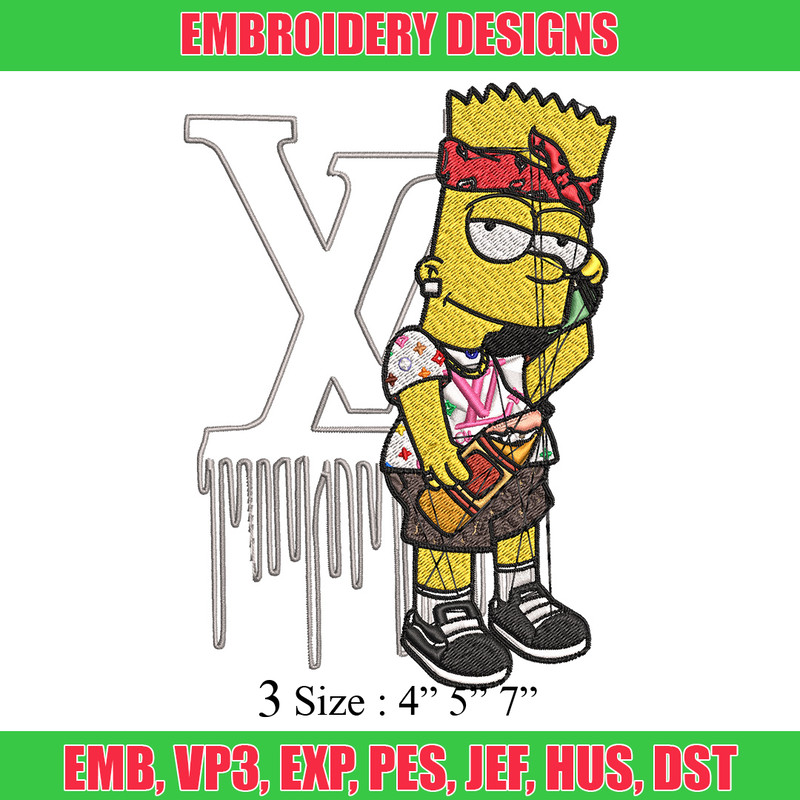 Bart simpson lv Embroidery Design, Lv Embroidery, Embroidery File, Simpson Embroidery, Logo shirt, Digital download.jpg