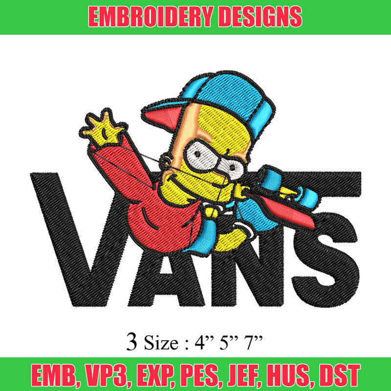 Bart Simpson Vans Embroidery design, Simpson Embroidery, cartoon design, Embroidery File, Digital download..jpg