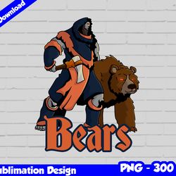 Bears Png, Football mascot warrior style, bears t-shirt design PNG for sublimation, sport mascot design