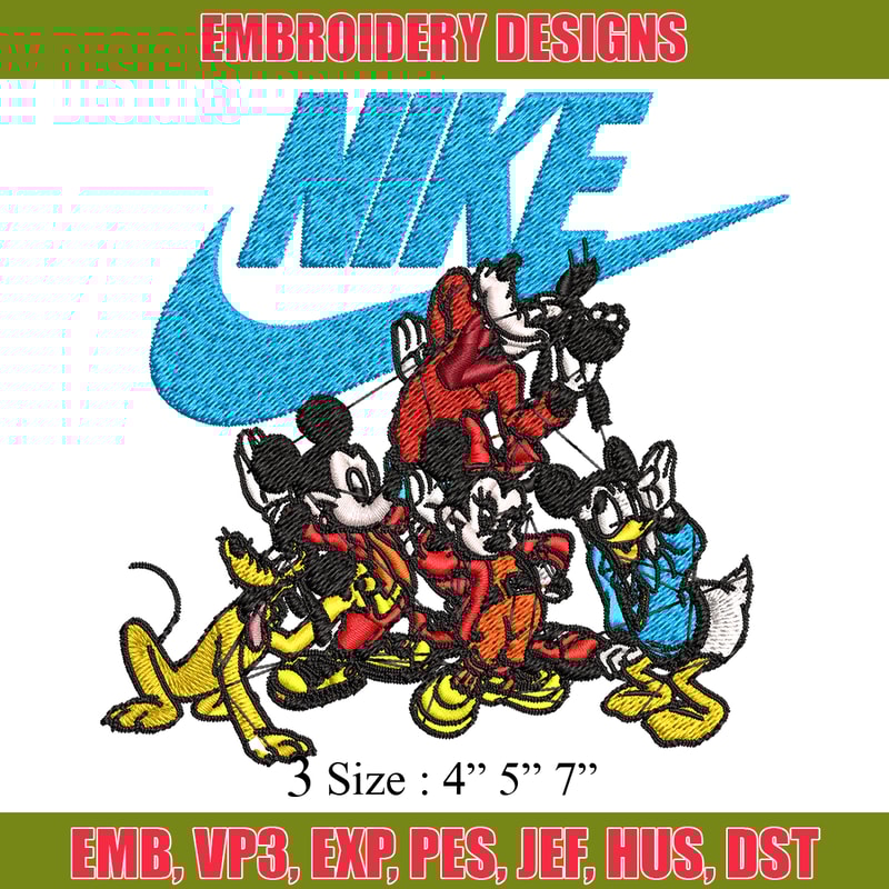 Mickey and friends Nike Embroidery design, Disney Embroidery, Nike design, Embroidery file, logo shirt, Instant download.jpg