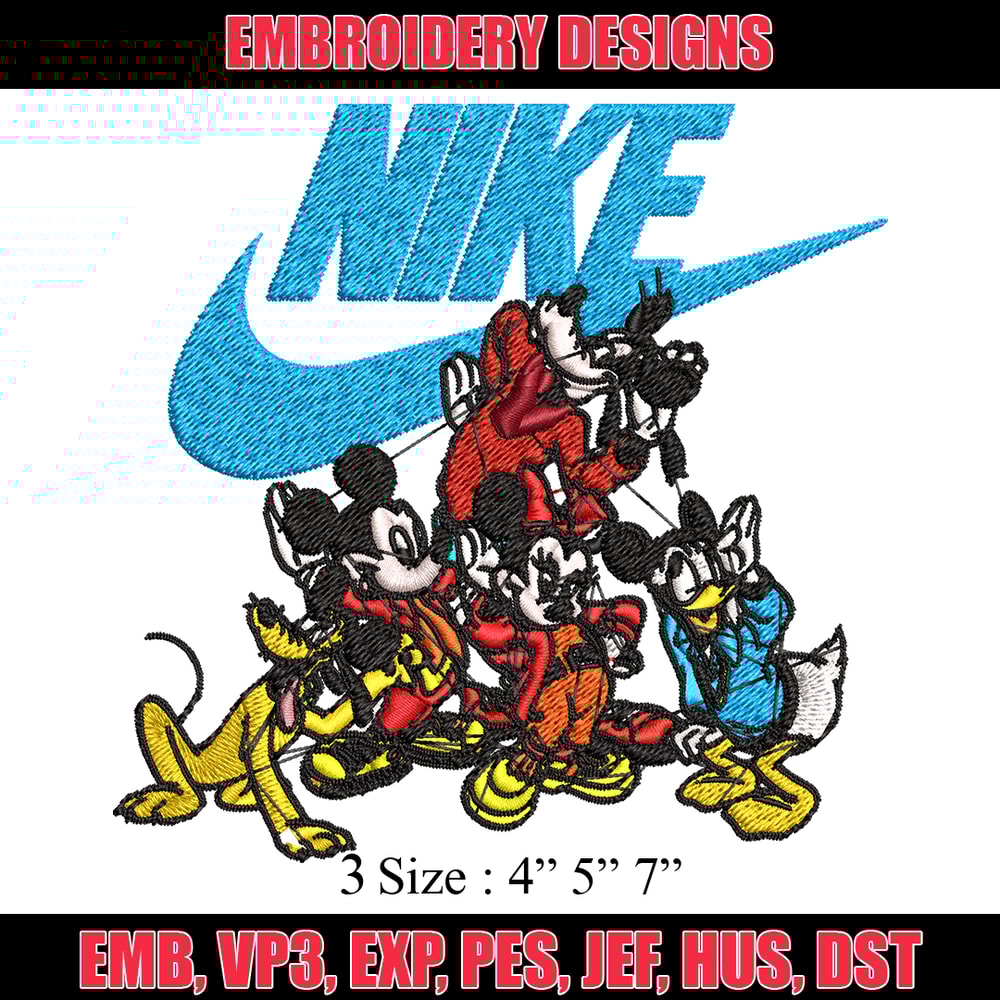 Mickey and friends Nike Embroidery design, Disney Embroidery, Nike design, Embroidery file, logo shirt, Instant download.jpg