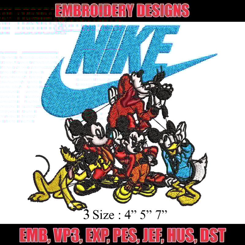Mickey and friends Nike Embroidery design, Disney Embroidery, Nike design, Embroidery file, logo shirt, Instant download.jpg
