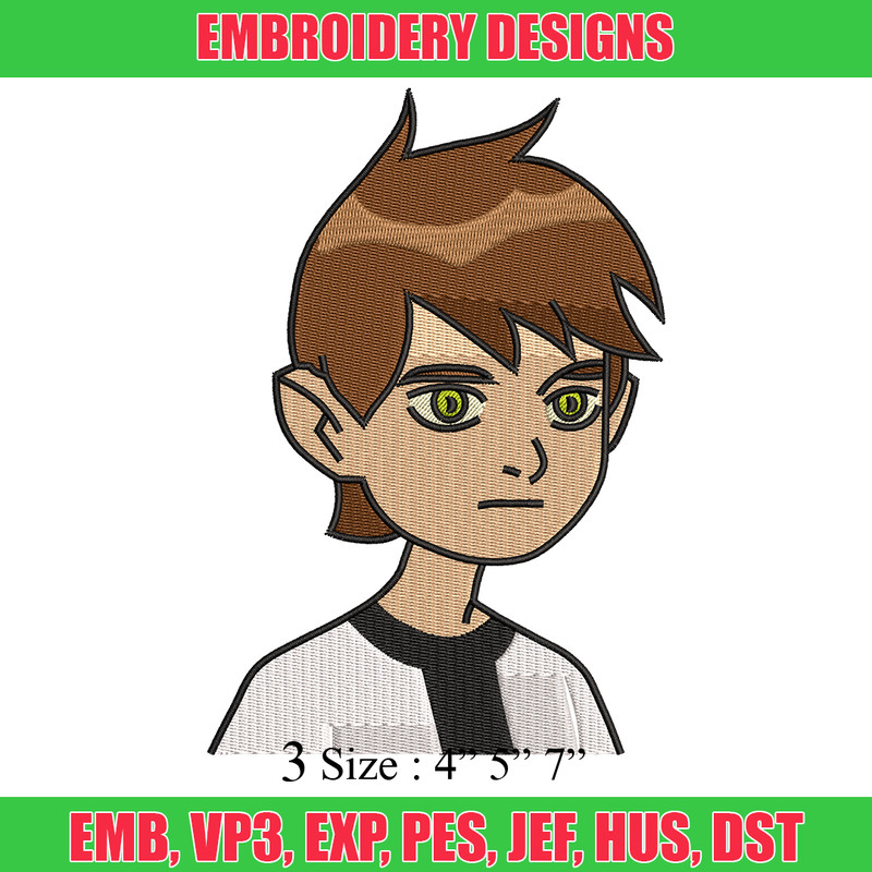 Ben Tennyson embroidery design, Benten embroidery, cartoon design, embroidery file, logo shirt, Digital download..jpg