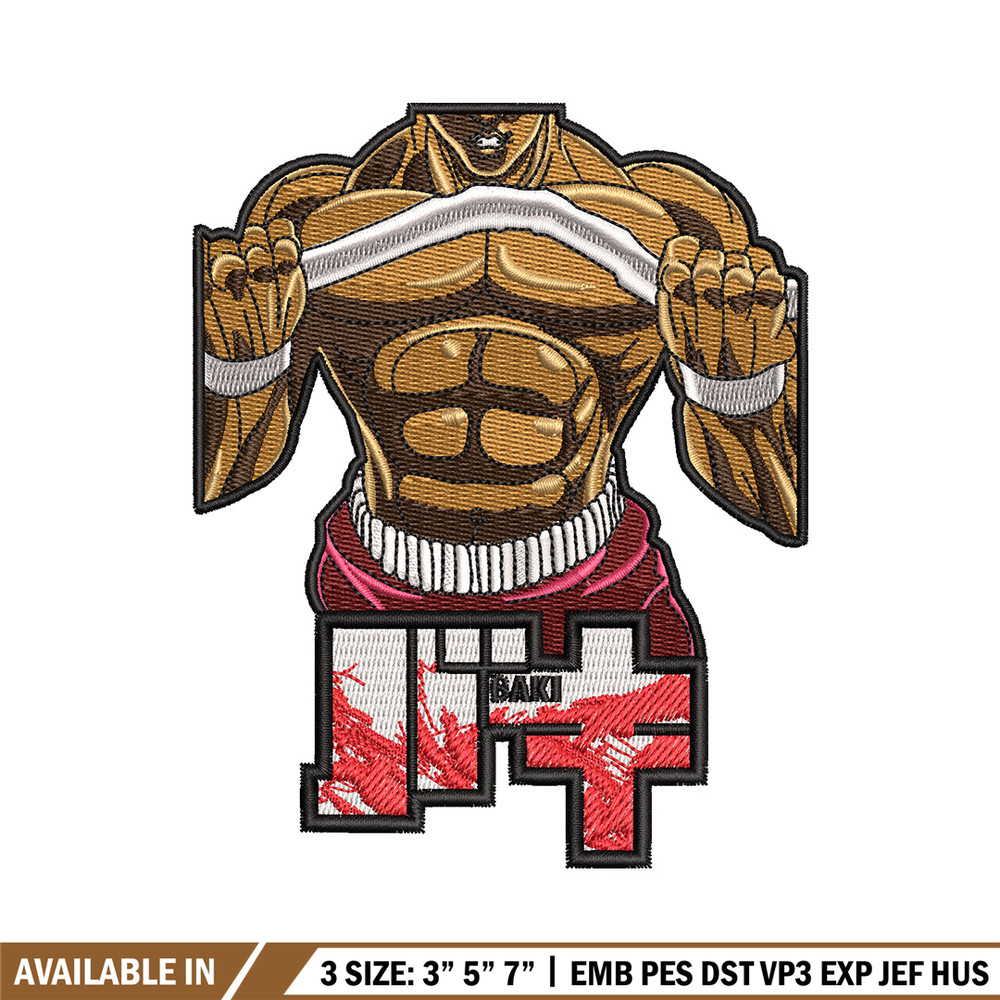 Baki body embroidery design, Baki embroidery, Anime design, Embroidery shirt, Embroidery file, Digital download.jpg