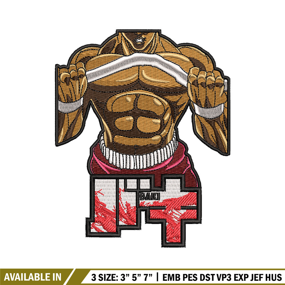 Baki body embroidery design, Baki embroidery, Anime design, Embroidery shirt, Embroidery file, Digital download.jpg